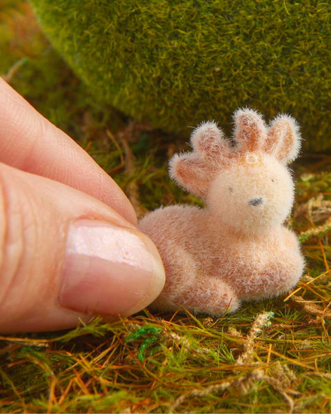 Miniature Flocked Reindeer