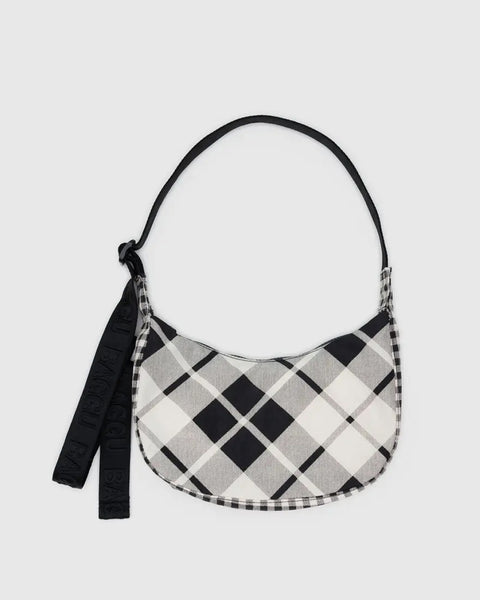 Small Nylon Crescent Bag - Mixed Plaid