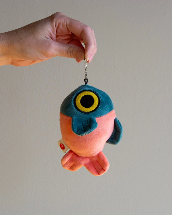 Curlworks - Mochi Fish Fry Plush Keychain - Coral and Dark Green