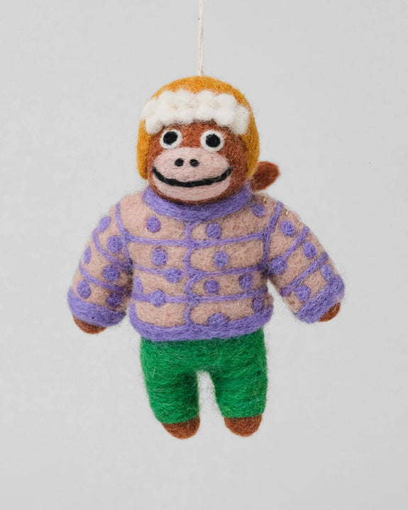 Wrap - Hanging Felt Ornament - Monkey