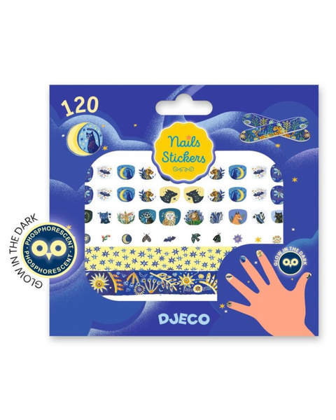 Djeco - Nail Stickers - Moonlight Glow in the Dark - 120pc