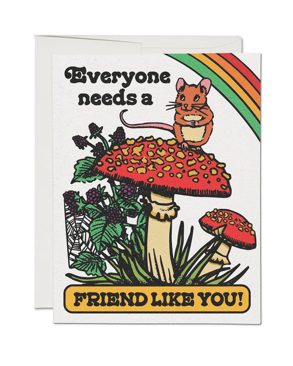 Red Cap Cards - Mouse Friend Greeting Card