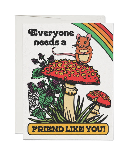 Red Cap Cards - Mouse Friend Greeting Card