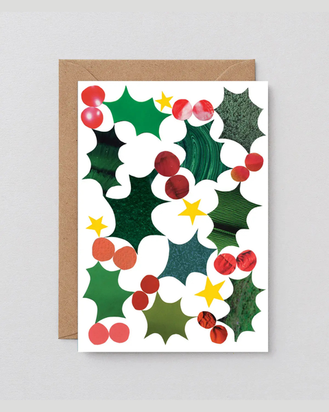 Wrap - Holly Christmas Embossed Holiday Greeting Card