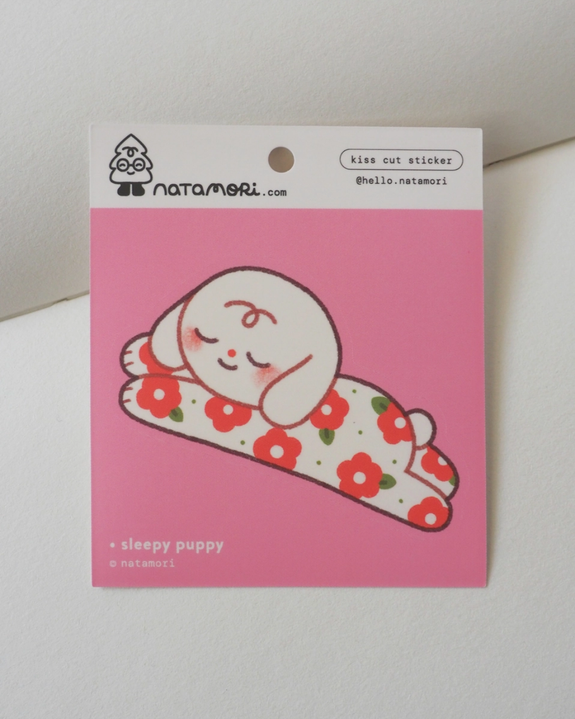 Natamori - Sleepy Puppy - Single Kiss Cut Vinyl Sticker