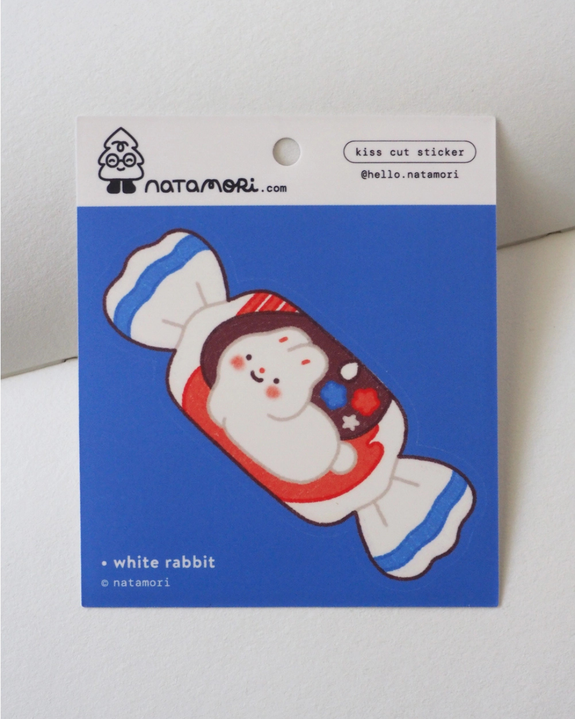 Natamori - White Rabbit - Kiss Cut Vinyl Sticker