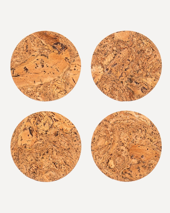 Yod and Co - Round Natural Cork Coasters Set of 4 - Natural