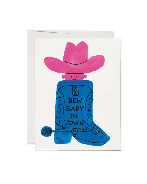 Red Cap Cards - Boot Baby Greeting Card