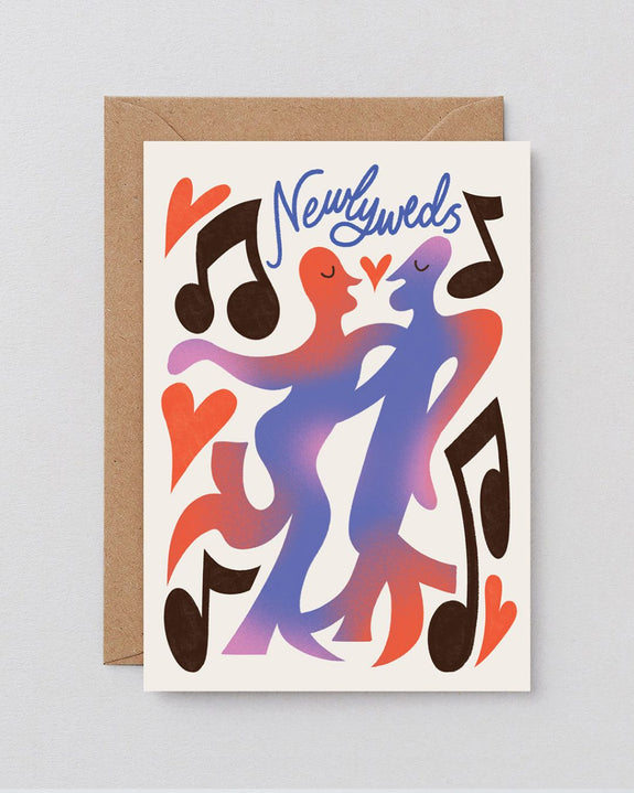 Wrap - Dancing Newlyweds Embossed Greeting Card