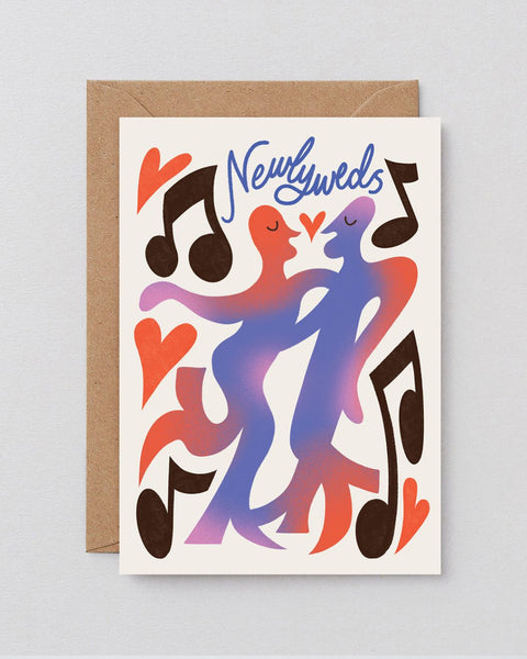 Wrap - Dancing Newlyweds Embossed Greeting Card