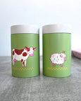 Natali Koromoto - "Farm Girlies" Small Tin Canister - Cow/Sheep