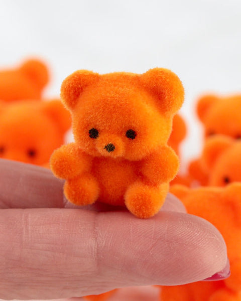 Orange Miniature Flocked Teddies