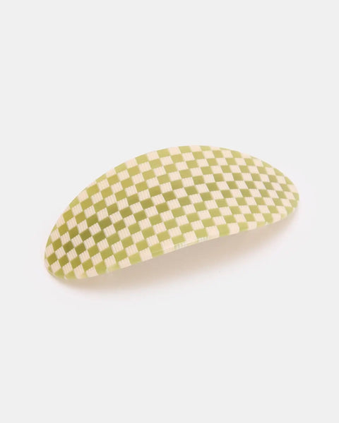 Chunks - Oval Barrette - Olive Check