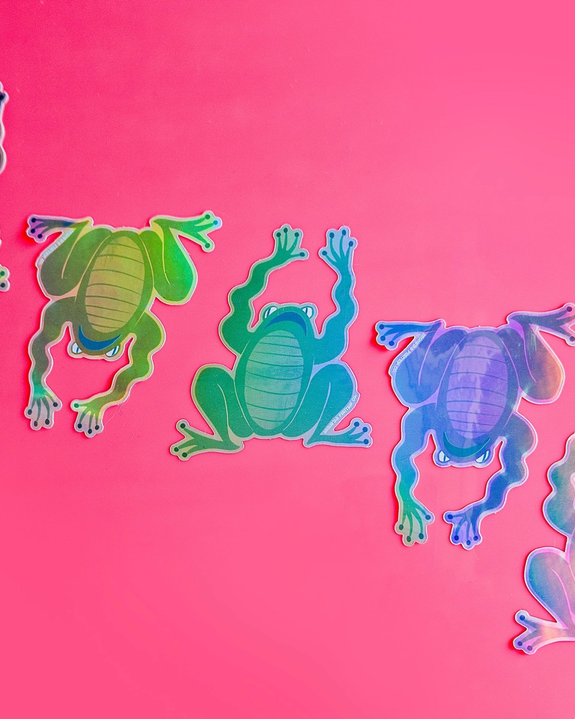 Bromstad Printing Co. - Holographic Sticker - Panic Frog