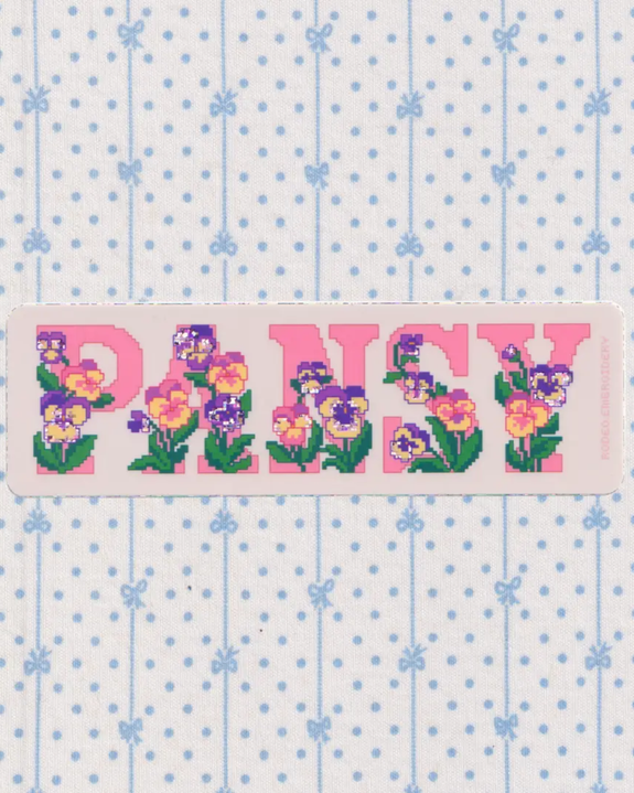 Rodeo Embroidery - Glitter Vinyl Sticker - Pansy