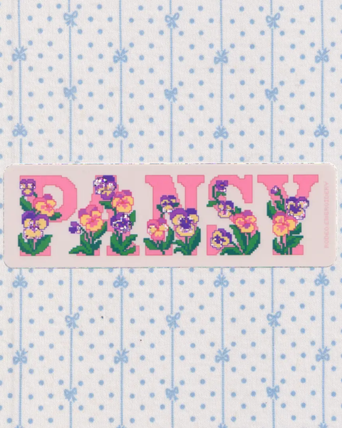 Rodeo Embroidery - Glitter Vinyl Sticker - Pansy