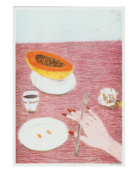 Terry Bleu - Papaya Riso Print by Adriana Lozano