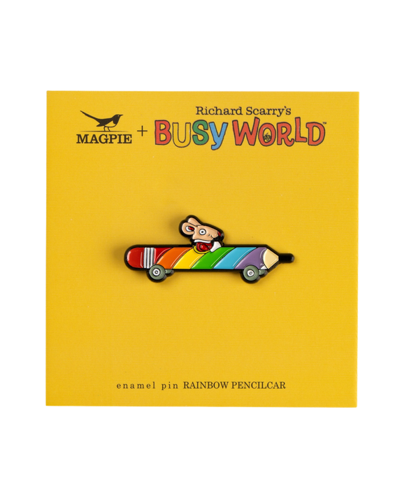 Magpie X Richard Scarry - Enamel Pin - Rainbow Pencilcar