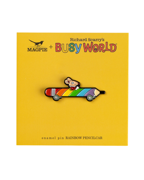 Magpie X Richard Scarry - Enamel Pin - Rainbow Pencilcar