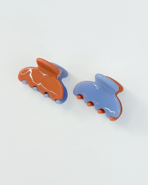 Have A Nice Day - Jelly Hair Claws Set - Periwinkle/Burnt Orange