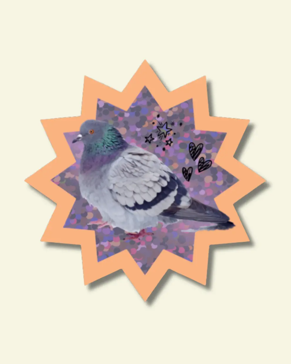 Shellflower - Disco Pigeon Glitter Vinyl Sticker