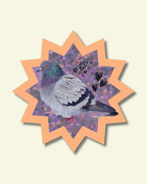 Shellflower - Disco Pigeon Glitter Vinyl Sticker