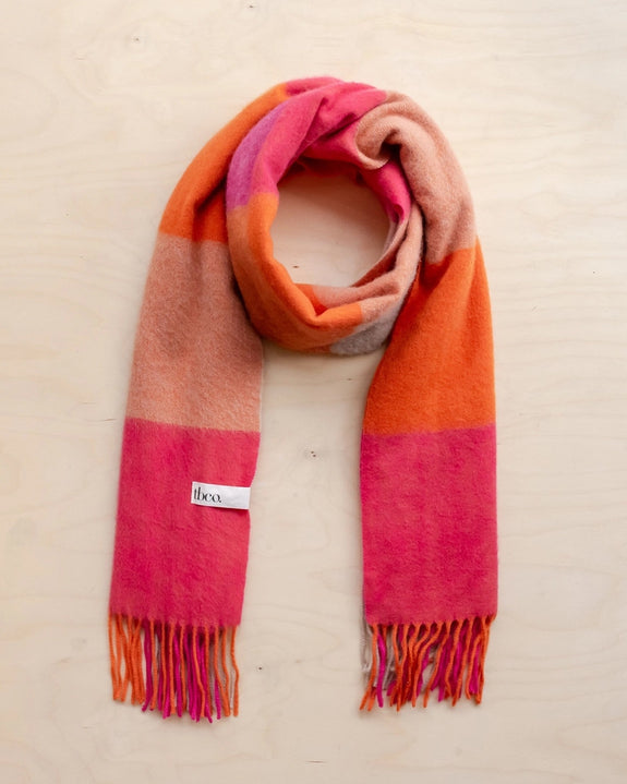 TBCo - Lambswool Oversized Scarf in Pink Square Check