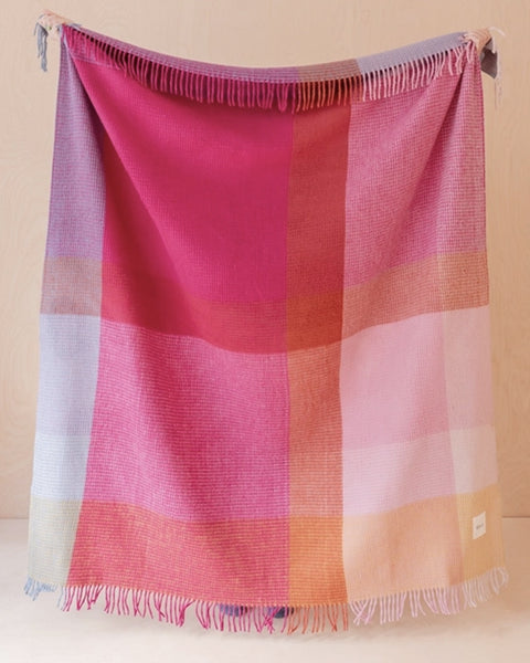 TBCo - Recycled Wool Blanket in Pink Waffle Block