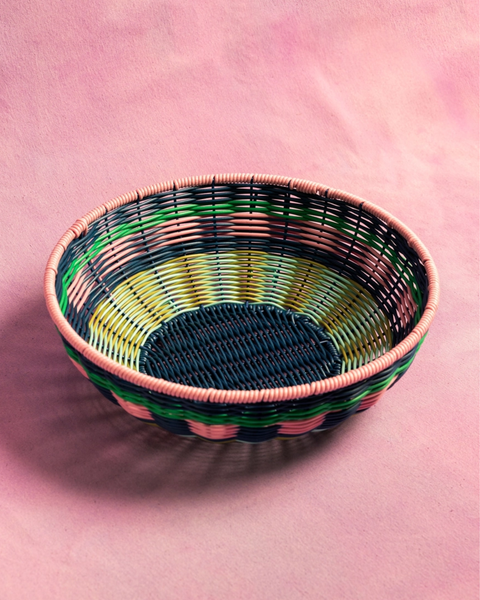 Maegen - Woven Bowl - Pink/Navy
