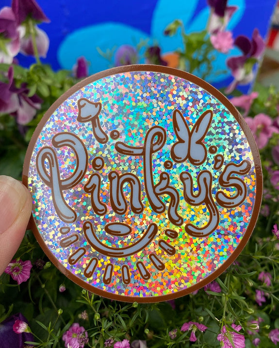 Pinky's Round Sparkly Sticker