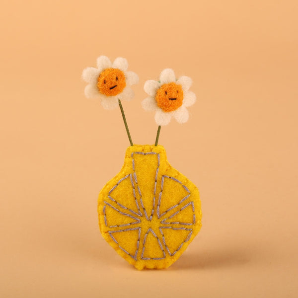 Cat Rabbit - Vase Brooch - Yellow