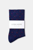 Le Bon Shoppe - Lurex Sneaker Socks - Polka Dot - Ink Blue/Red