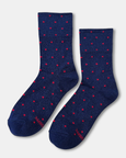 Le Bon Shoppe - Lurex Sneaker Socks - Polka Dot - Ink Blue/Red