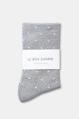 Le Bon Shoppe - Lurex Sneaker Socks - Polka Dot - Silver/White