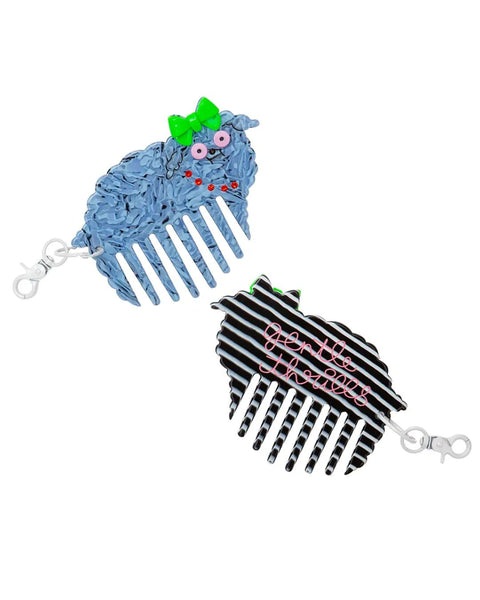Gentle Thrills - Poodle Comb Bag Charm - Blue