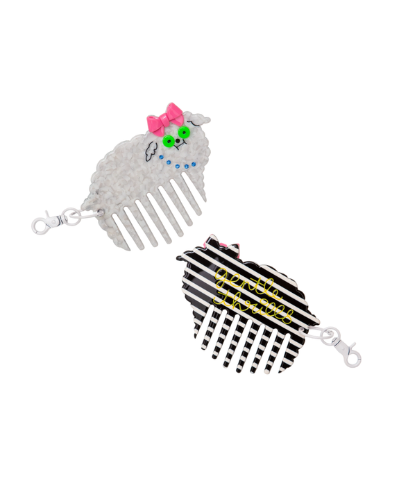 Gentle Thrills - Poodle Comb Bag Charm - White