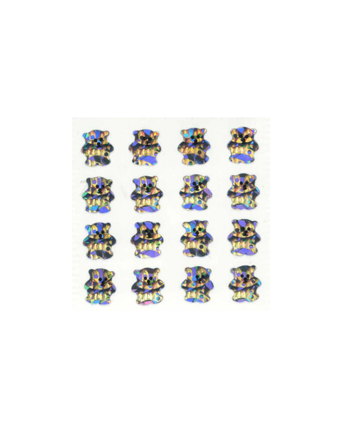 Stickermagic - Tear-off Prismatic Stickers Square - Micro Silver Teddies