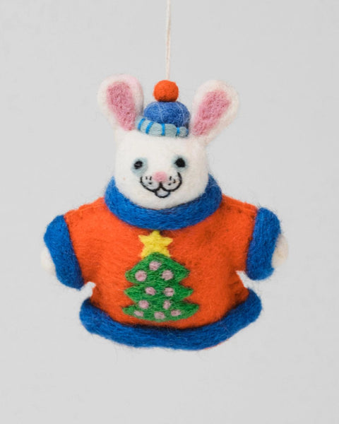 Wrap - Hanging Felt Ornament - Rabbit