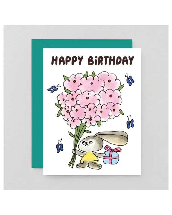 Wrap - Happy Birthday Rabbit Kids Greeting Card