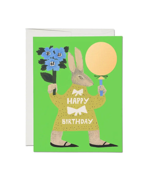 Red Cap Cards - Party Rabbit Birthday Greeting Card