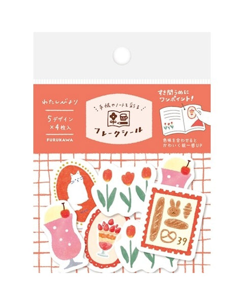 Furukawashiko - Washi Flake Stickers - Cute Red Things