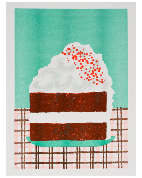 Alice Oehr - Red Velvet Cake Slice Riso Print - A3