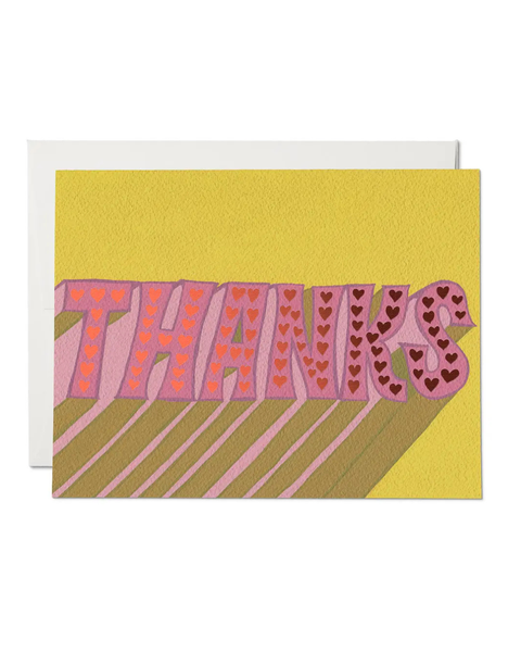 Red Cap Cards - Hearts Thank You Greeting Card