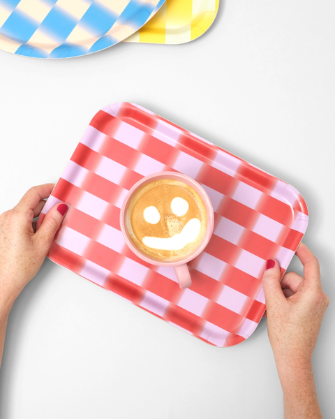 Wrap - Birch Serving Tray - Red Gradient Check Mini