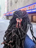 Solar Eclipse - Bow Hair Claw - Red Plaid