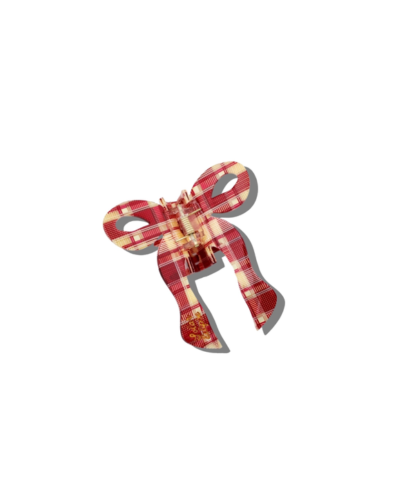 Solar Eclipse - Bow Hair Claw - Red Plaid