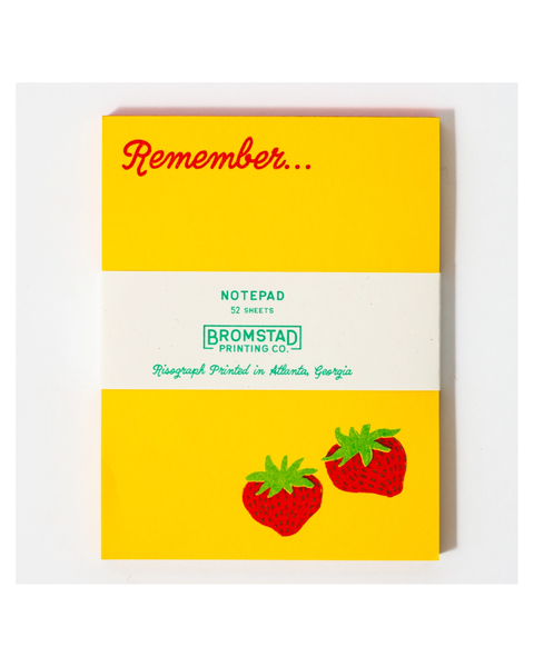 Bromstad Printing Co. - Risograph Small Notepad - Remember Strawberry