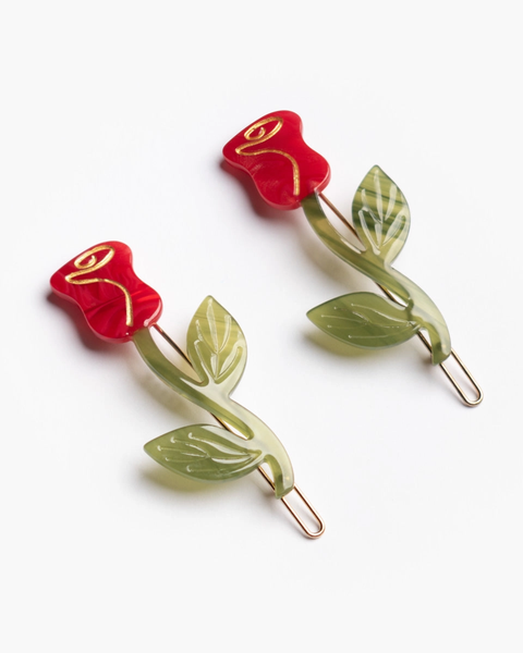 Winona Irene - Barrette Set - Red Rose