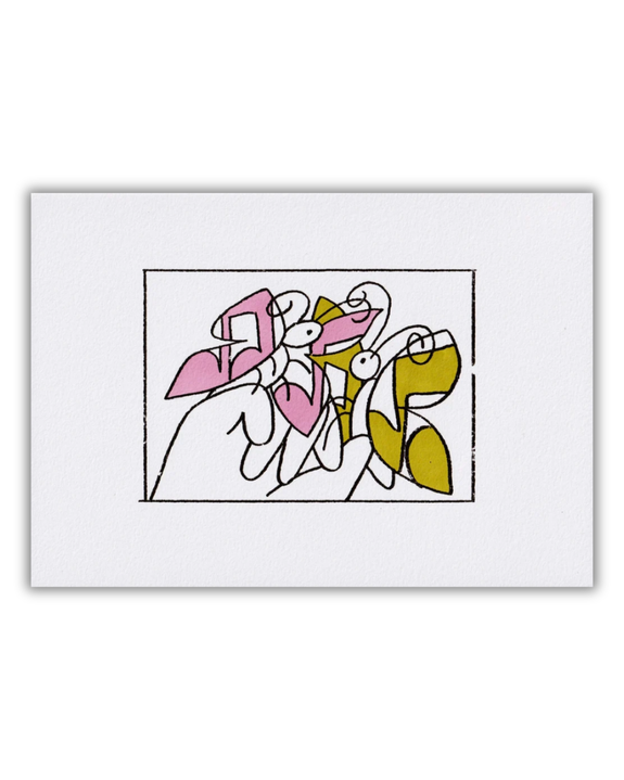 Carla McRae - 'Love at First Sight' Gocco Print in Rose/Pear