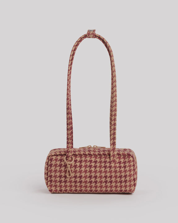 Baggu - Small Nylon Bowler Bag - Tan Houndstooth